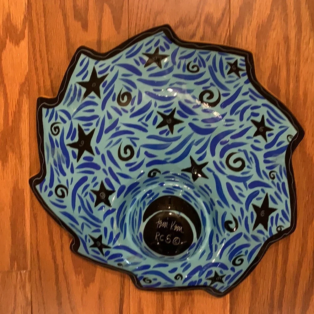 Surrealist designed Halloween platter with a dip and chip area.